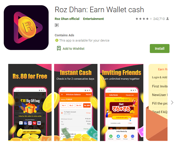 How to earn money from Roz Dhan App